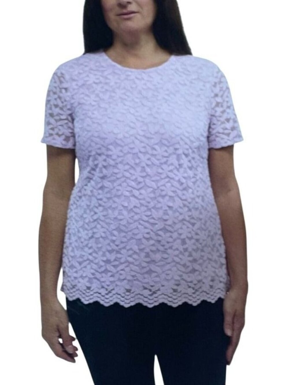NWT Teddi Rose Women's M Lavender Lace Short Sleeve Blouse C1124